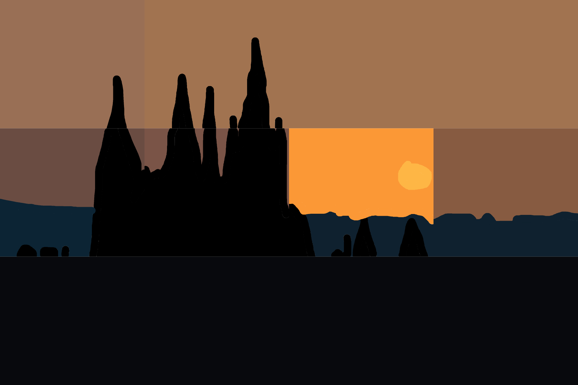 Sunset Over Monoliths