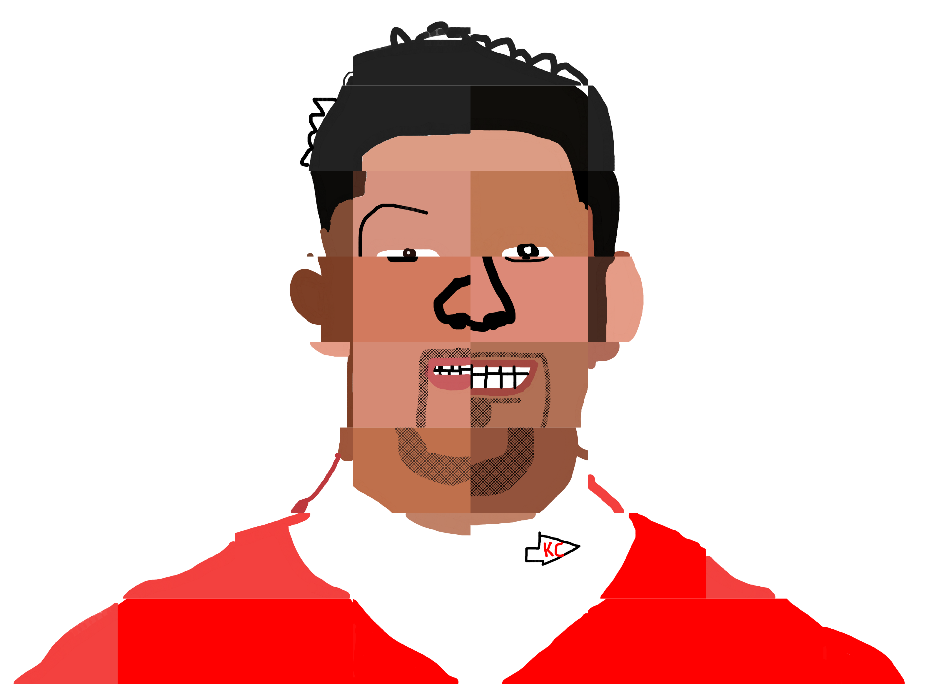 Pixelated Portrait in Red