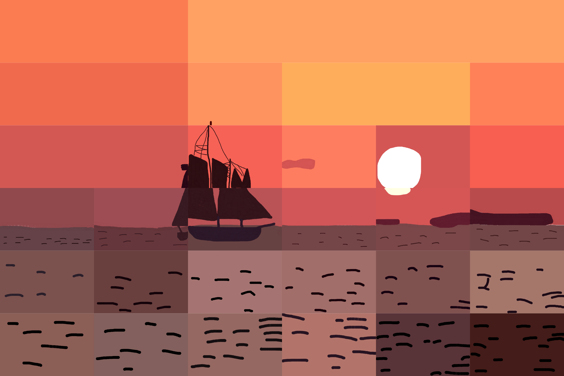 Sailboat into the Sunset Mosaic