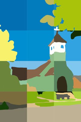 Mosaic Serenity: Church by the Horizon
